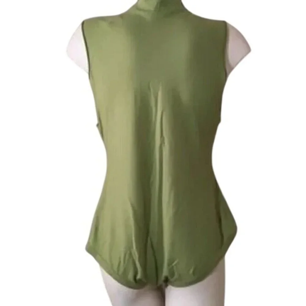Free People Muscle Beach Army Green Sleeveless Bodysuit